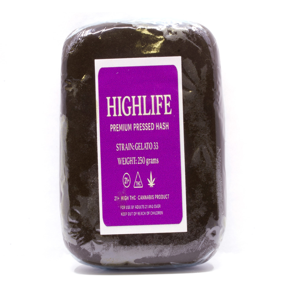 3a8a5e9171be04cec8809c42e6af85b3 7g Highlife Premium Pressed Hash - Gelato 33 - Image 1