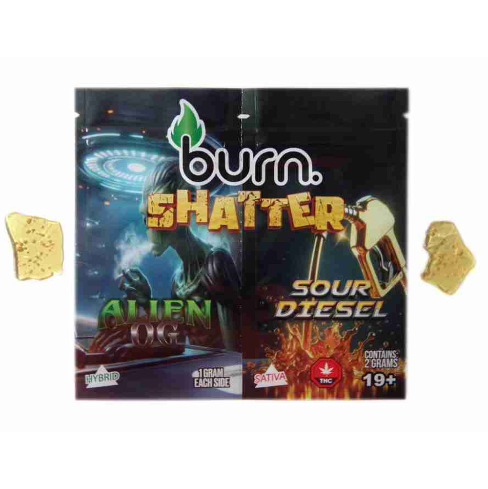 547ebd34398e1d1020e450cace816313 2g Shatter Pack by Burn - Alien OG & Sour Diesel - Image 1